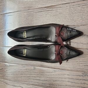 STUART WEITZMAN Vintage Brown Patent  Pointed Toe Kitten Heels 6.5 M Dress Shoes